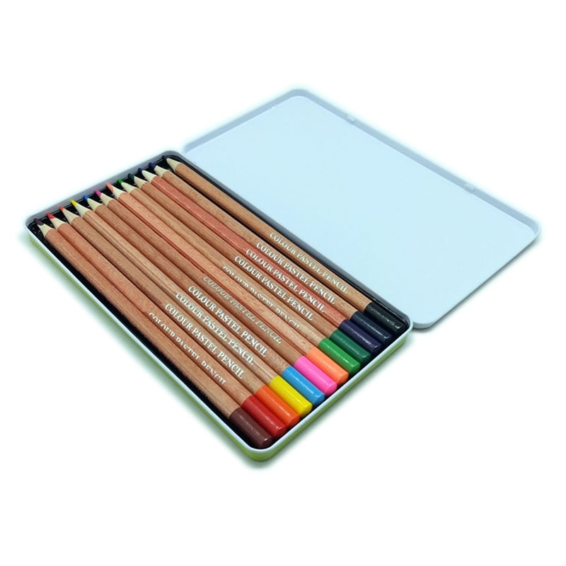 12 Color Pastel Pencils in Tin Box