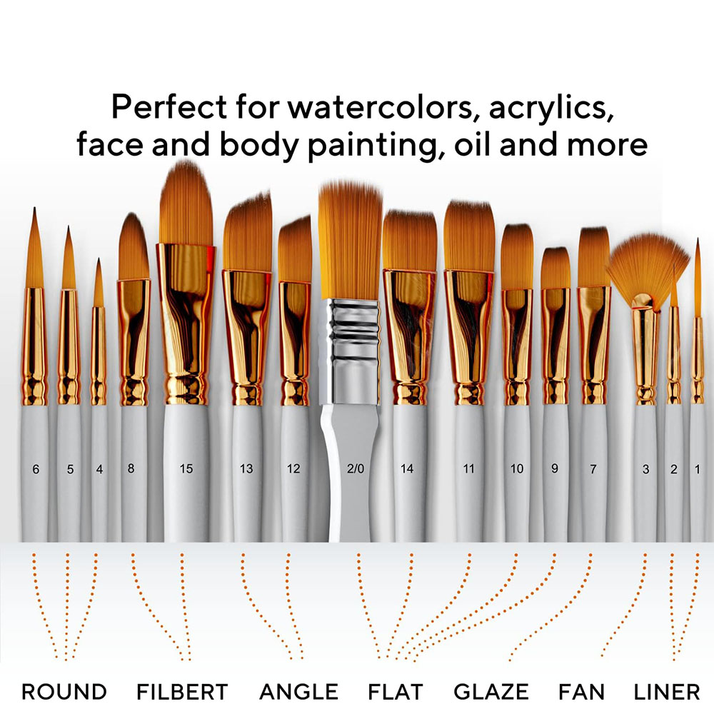 16 Pieces Premium Artist Paint Brush Set